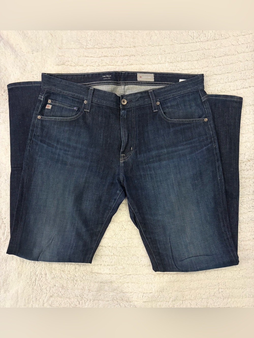 AG Adriano Goldschmied Dark Blue Straight Leg Jeans